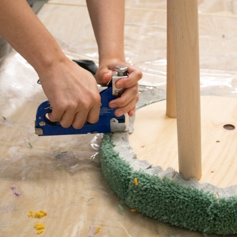 Wooden Tufted Stool