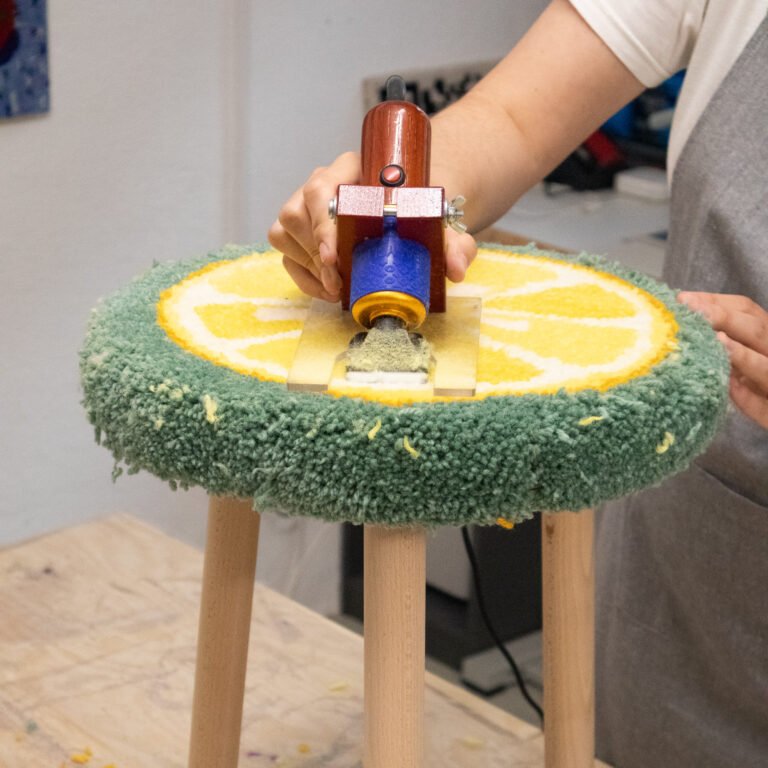 Wooden Tufted Stool
