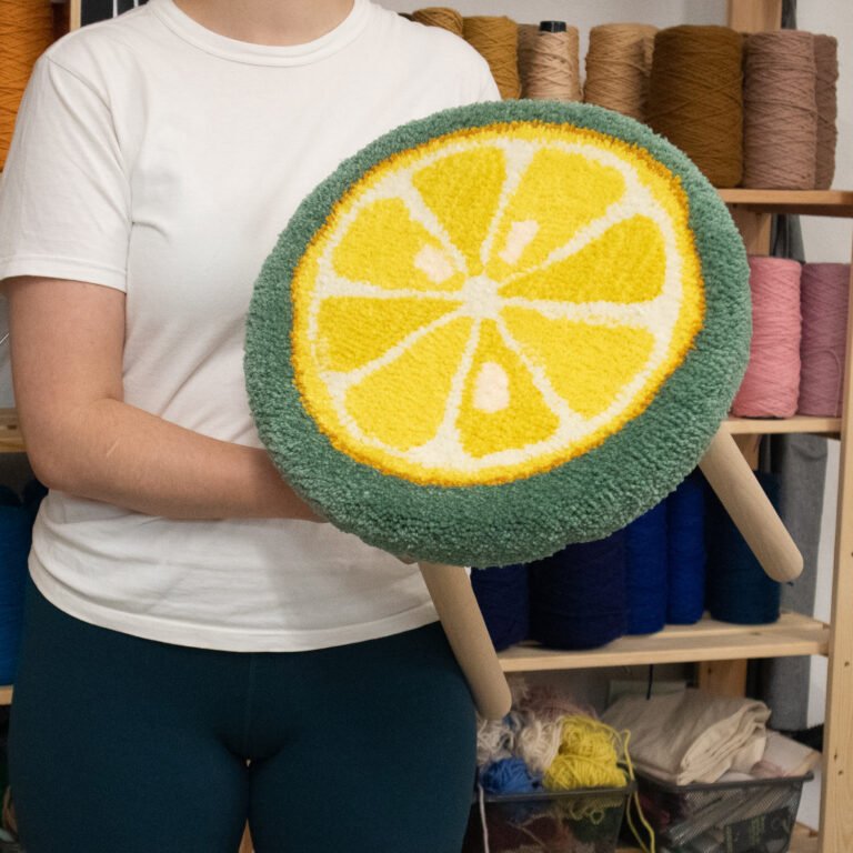 Wooden Tufted Stool